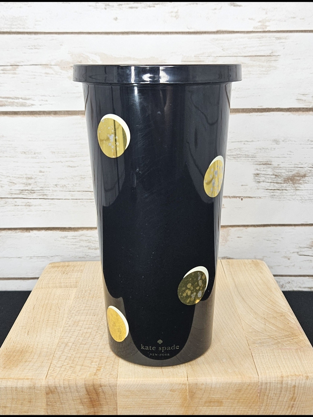 kate spade New York Tumbler, Black with Gold Polka Dots 20 oz